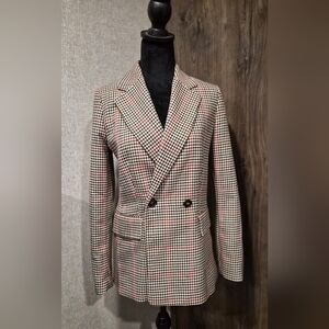 H&M Double-Breasted Houndstooth Blazer